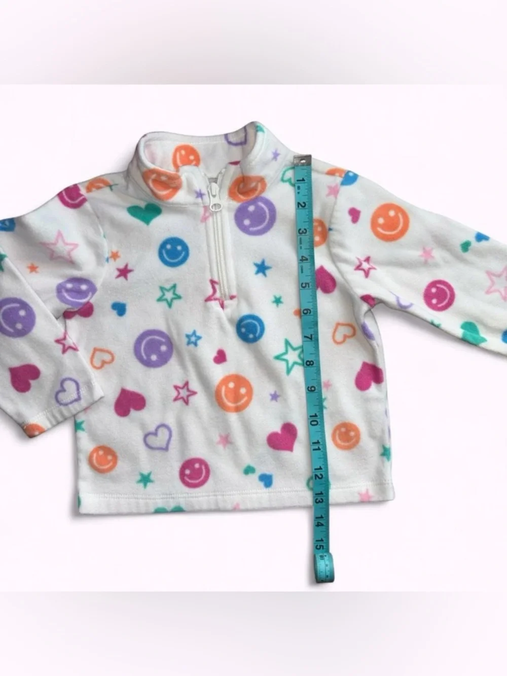 The Children's Place White Fleece Pullover with Multicolor Stars & Hearts